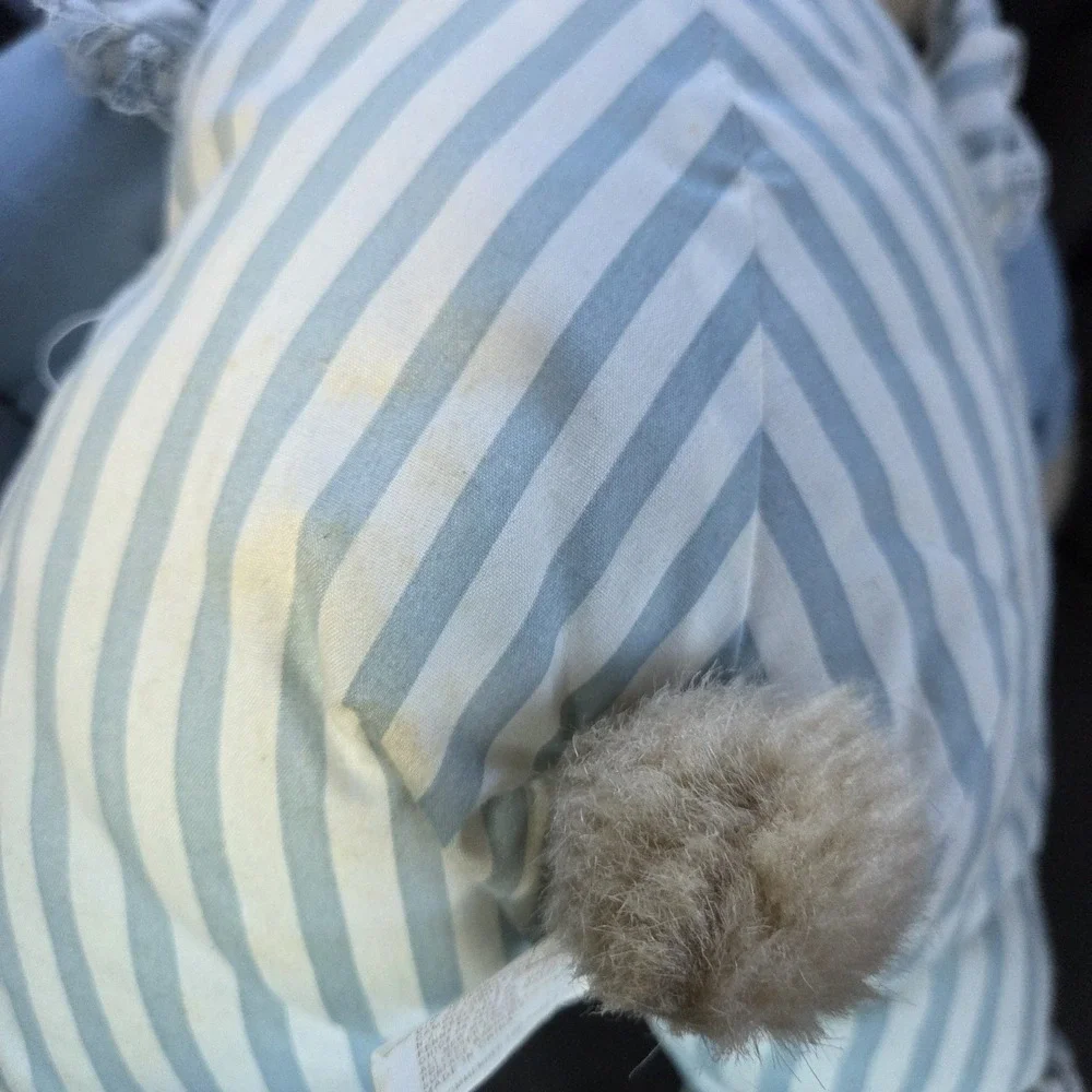 VTG Cuddle Wit Teddy Bear Plush Toy Blue Striped Romper Lace Collar Stuffed Rare